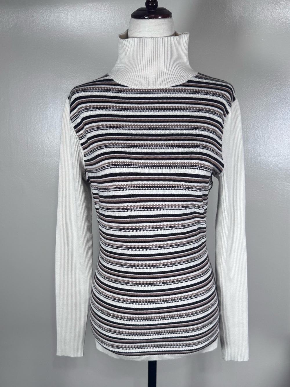 Alp n Rock ANR + Ribbed Turtleneck Black White Long Sleeve Soft Ski Sweater Sz M